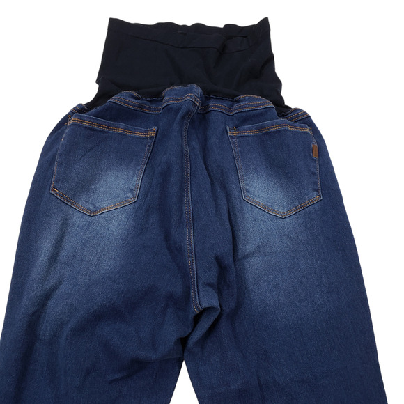 1822 Denim Maternity Jeans 31 Women Medium Blue Faded Whisker High Waist Stretch - Picture 10 of 11